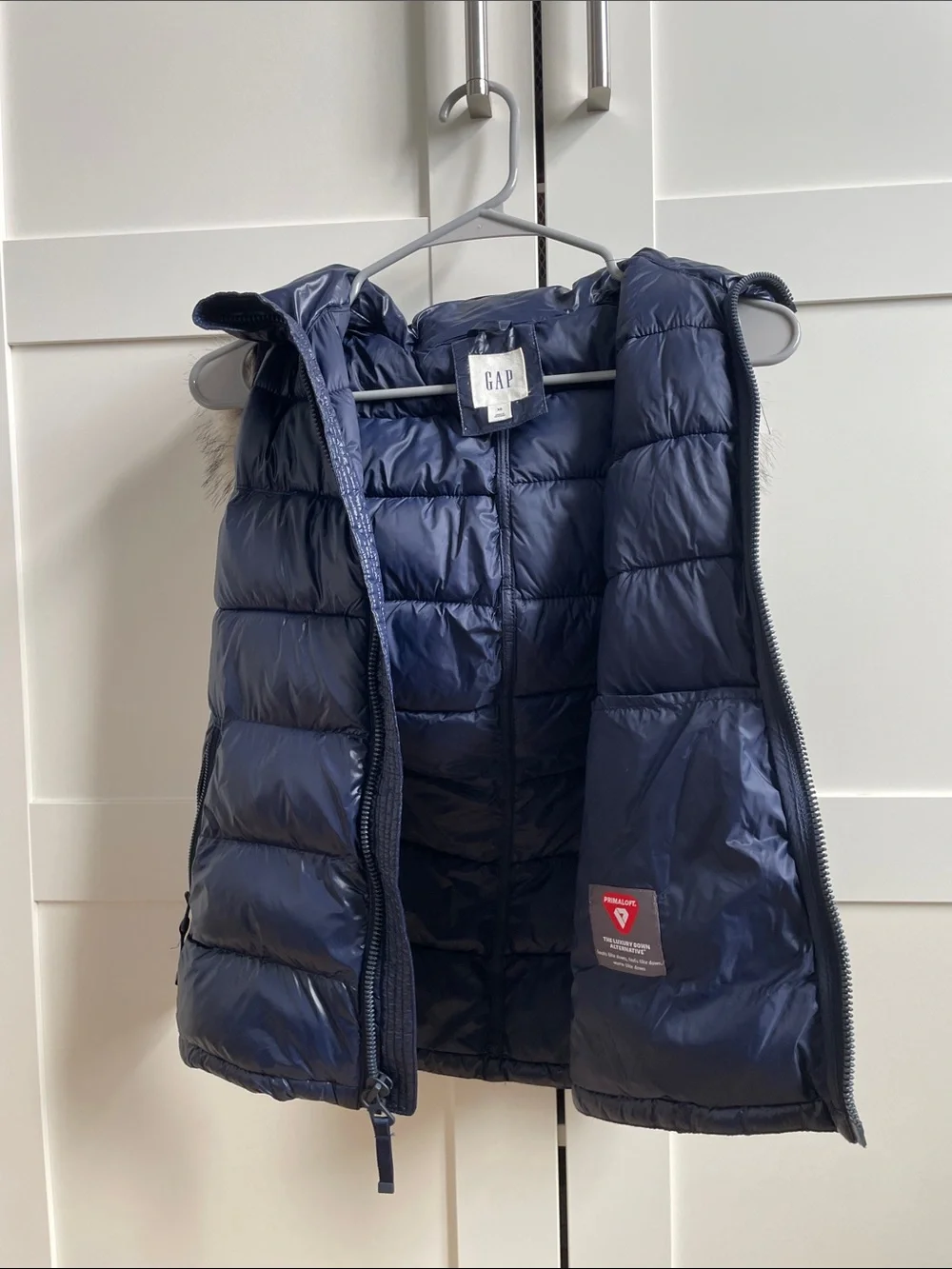 GAP Navy Quilted Puffer Vest with Hood